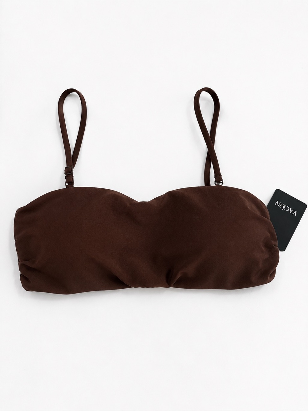 Yacun Removable-Strap Bandeau Bikini Top in Dark Brown